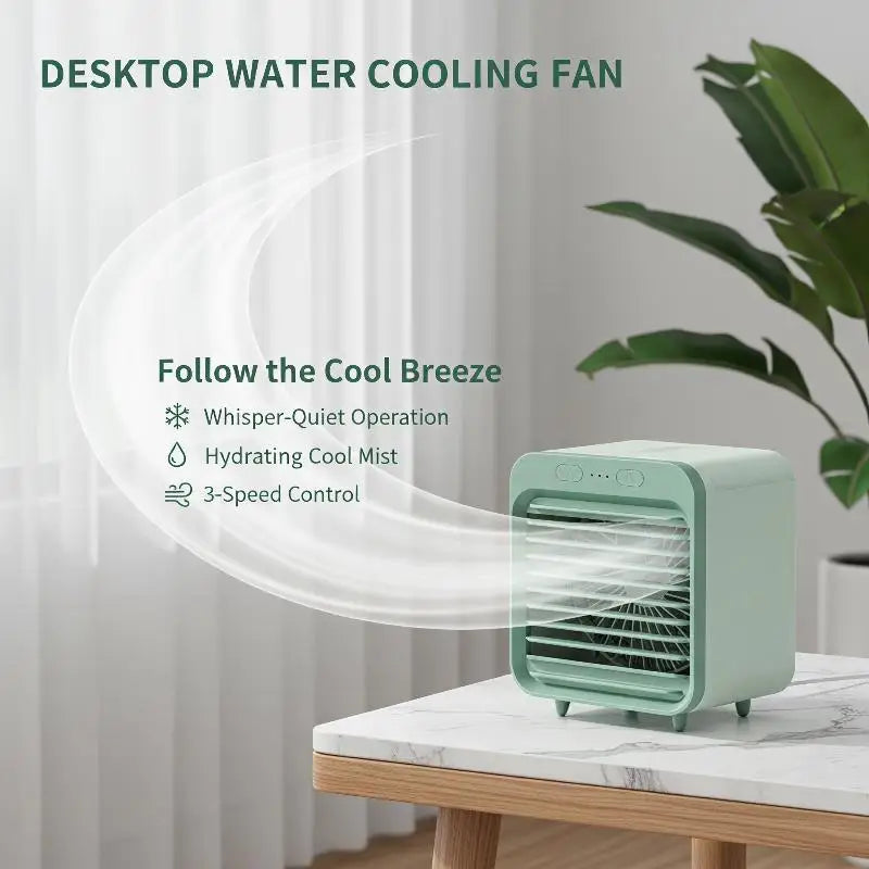 Portable USB Chargeable Mini 3 Gear Air Conditioner Cooler Fan Air Conditioner Air Cooling Office Desktop Fan Parts Qme