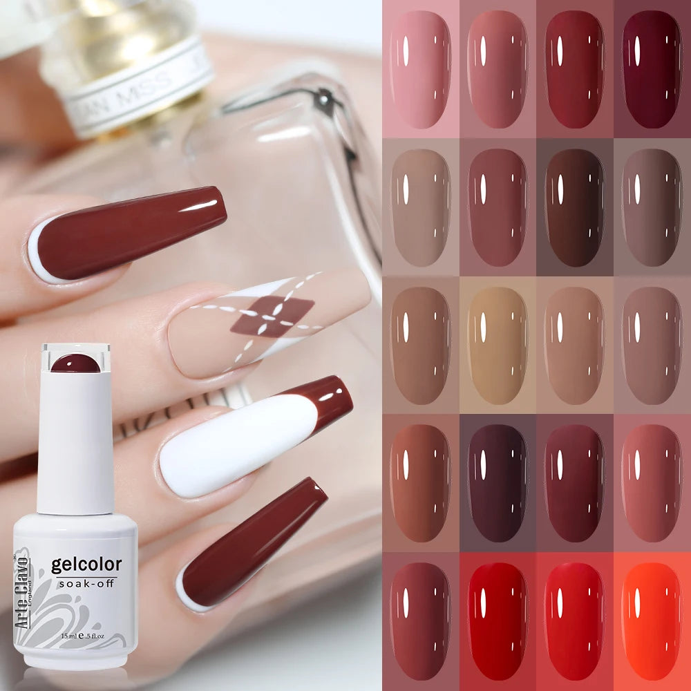 Arte Clavo15ml Gel Nail Polish Burgundy Red Brown Chocolate Art Soak Qme