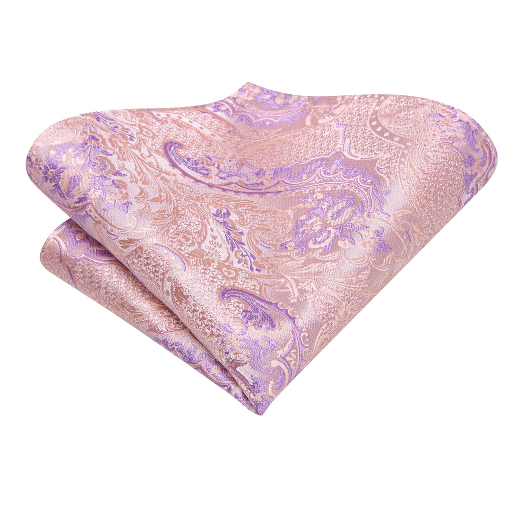 Hi-tie Floral Pink Purple Blue Men Elegant Necktie Handkerchief Qme