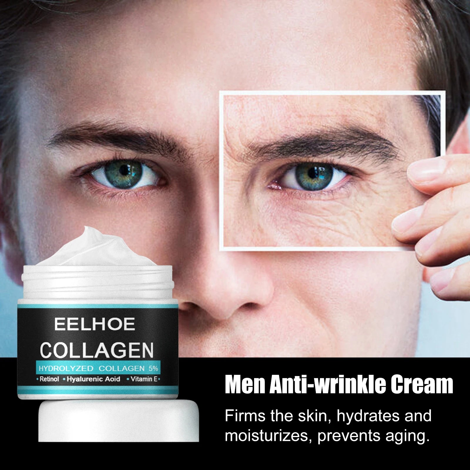 Anti-Wrinkle Cream for Men Mild Moisturizing Removing Wrinkles Firming Lifting Neck Fade Fine Lines Anti-Aging Facial Treatment Qme