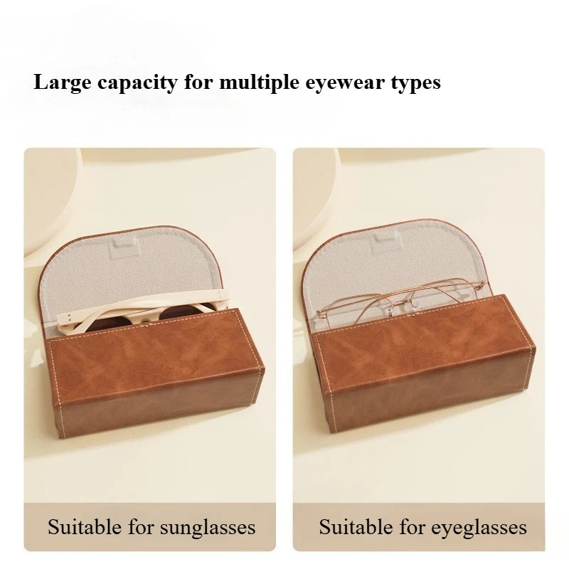 Premium PU Large Capacity Men's Eyeglass Case Ins Style Shockproof Portable Glasses Storage Box Eyeglass Box for Gift Qme