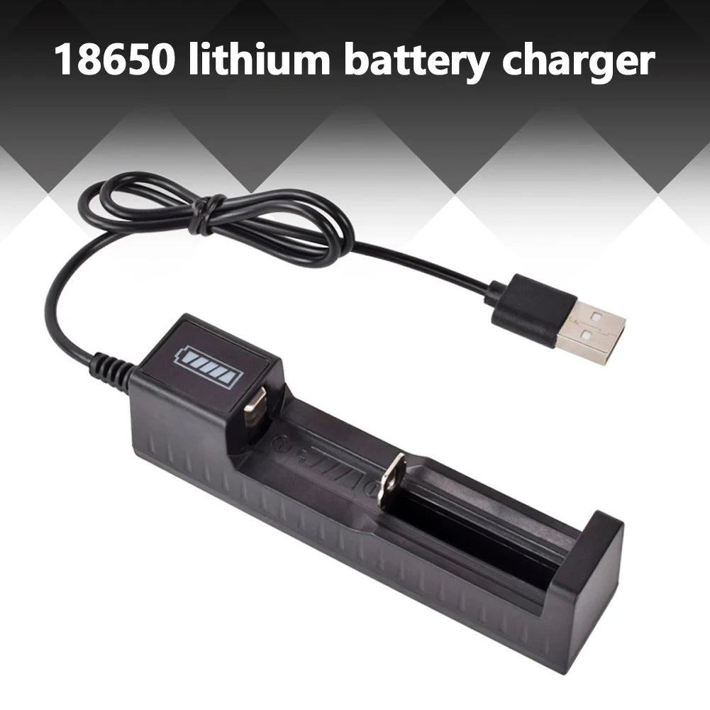 1 Slot Charger USB Fast Charge LED Display for 16340 14500 18650 26650 3.7V Rechargeable Qme