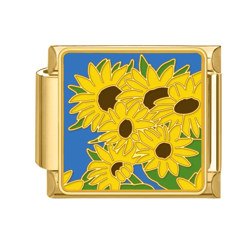 Gold Spring Summer Colorful Starfish Beach Sky Flowers Italian Charm