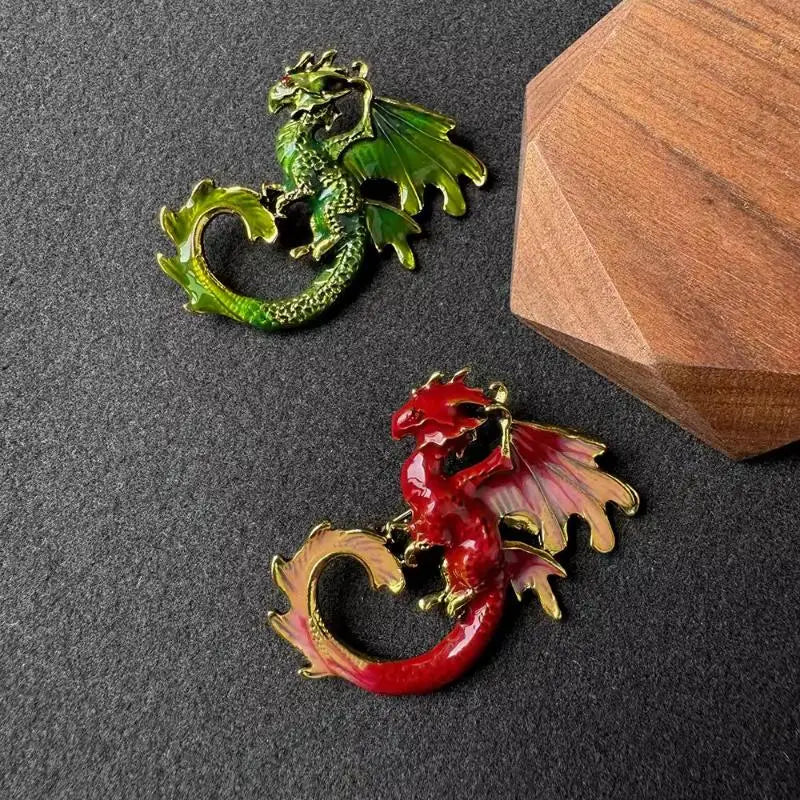 Vintage Enamel Dragon Brooch Hypoallergenic Durable Fashion Jewelry for Daily Wear Cosplay Anniversary Gift for Her Qme