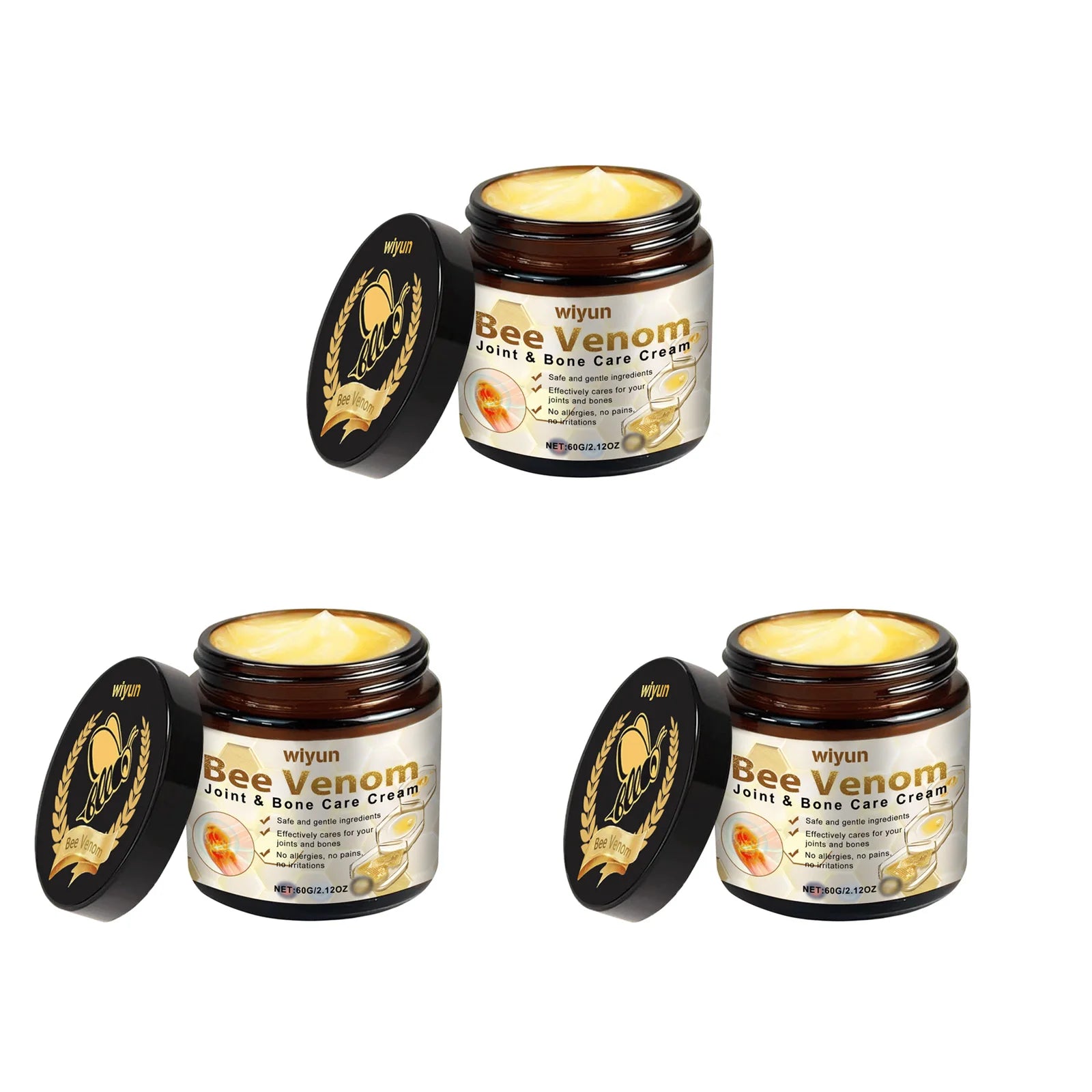 Bee Venom Joint Bone Care Cream oothes Muscle & Joint Discomfort Moisturizing Knee Body Massage Cream for Knees Back Shoulders Qme 3 x 60g Boxed