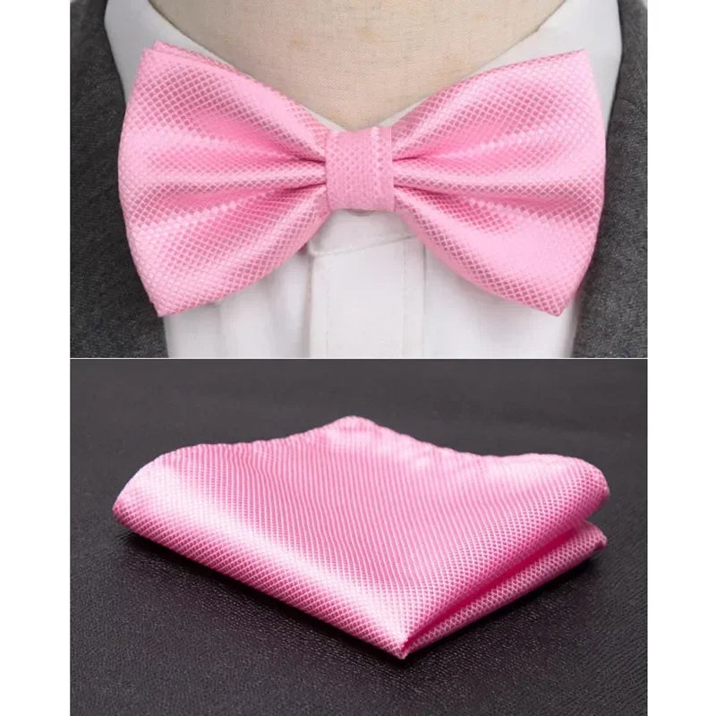 Men Bowtie Cravat Set Solid Fashion Butterfly Party Wedding Bow Ties Girls Formal Dress Tie Mens Bowknot Fashion Accessories Qme pink