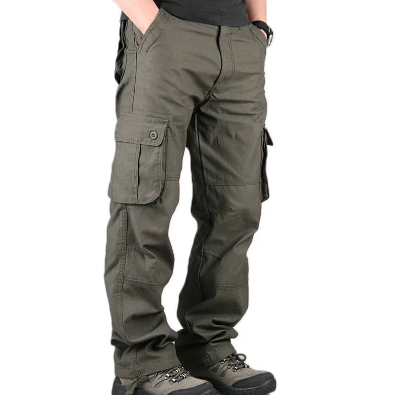 Cargo Pants Men Military Work Overalls Loose Straight Tactical Trousers Multi-Pocket Baggy Casual Cotton Slacks Pants Qme