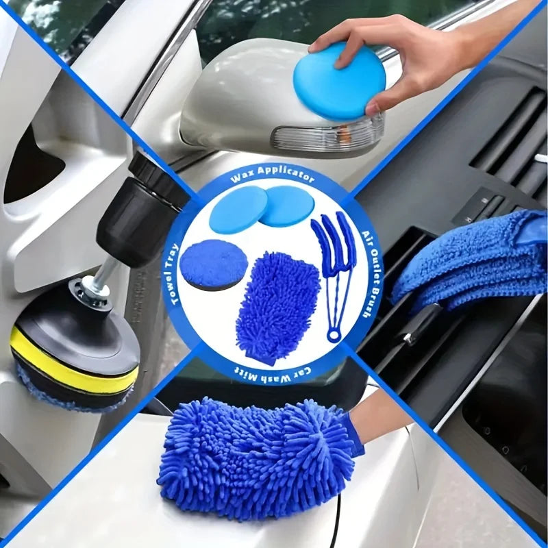 Car interior cleaning brush set, car interior cleaning tool kit, car drilling brush / wheel hub brush / ventilation port brush Qme