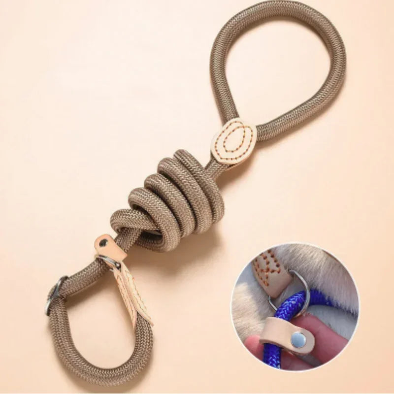B 1.5M Dog Leash Slip Rope Lead Leash Heavy Duty Braided Rope Adjustable Loop Collar Training Leashes for Medium Large Dogs Qme