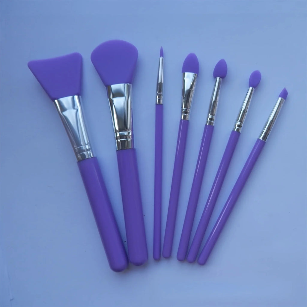 7pcs Silicone Brush Applicator Kit for Resin Epoxy Art Crafting And Cream Makeup Products Qme