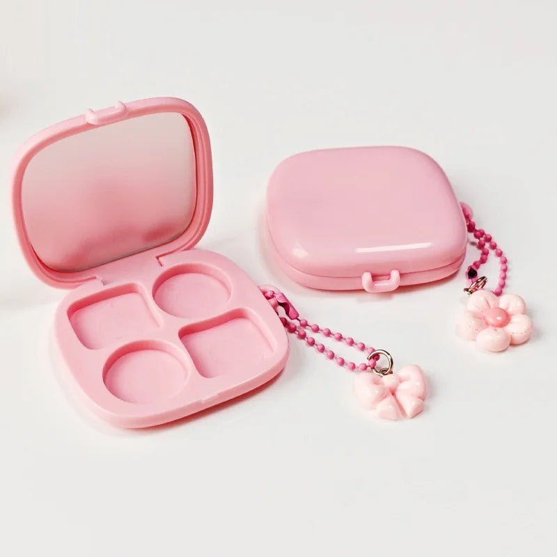 Empty Rectangular 4-Grid Cosmetic Case Hole Refillable Container DIY Qme
