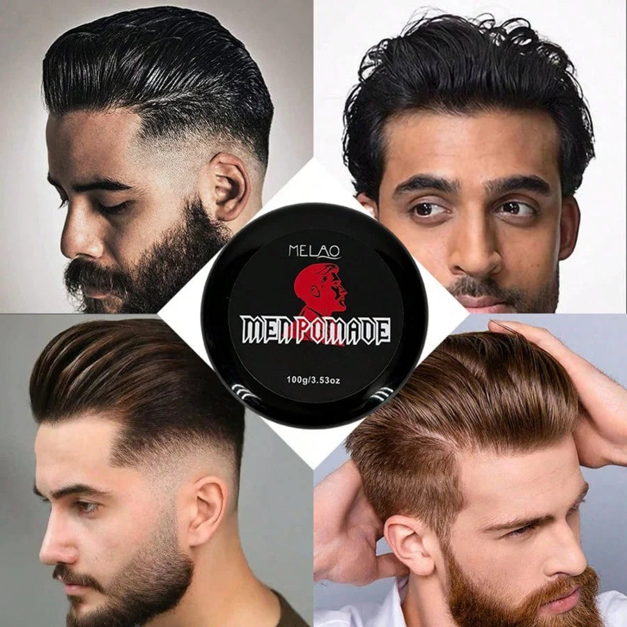 Men Pomade, MELAO Strong Hold Pomade for Men, Classic High Shine, Slick Back & Side Part Styling, 100g/3.53oz Qme