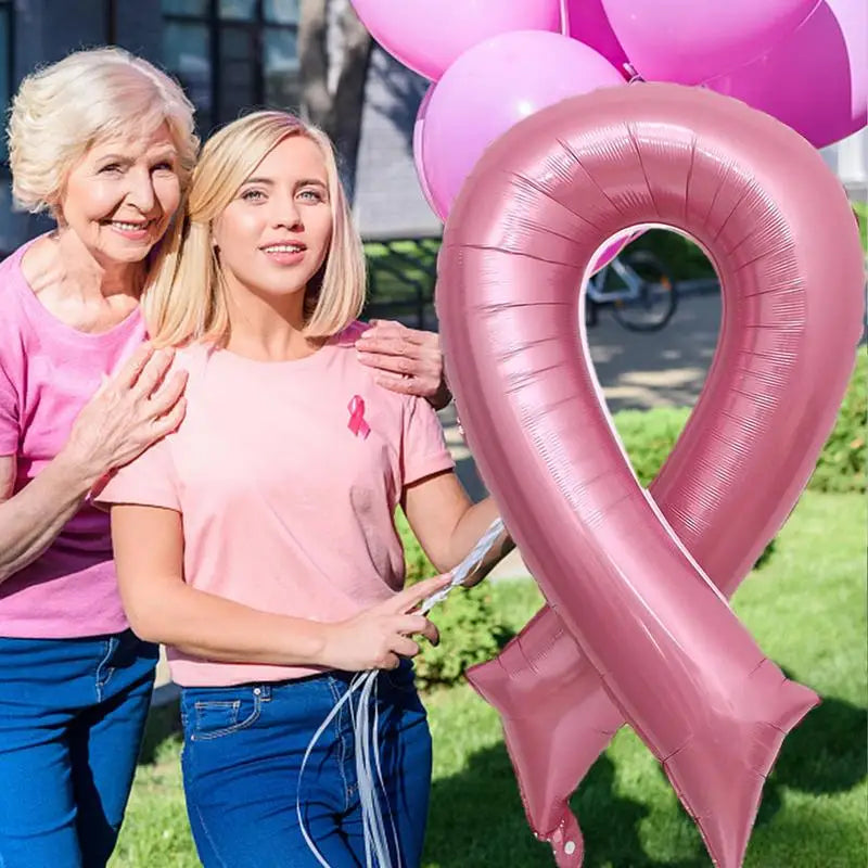 Breast Cancer Ribbon Party Favor Balloons Pink Accessories for Breast Cancer Awareness Bulk Items Breast Cancer Decorations Qme