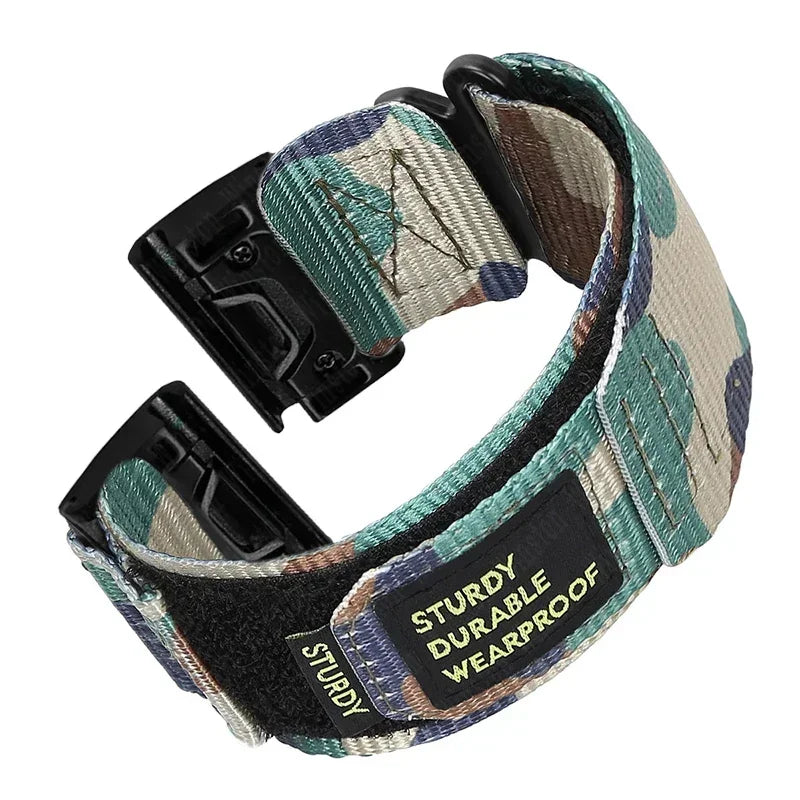 Quick Nylon Band for Garmin Watch Instinct 2X Tactics Strap Fenix 6X Pro 5Plus 7X 8 26mm 22mm Replacement Sport Release Bracelet Qme camouflage green-B Garmin Fenix 8 47MM