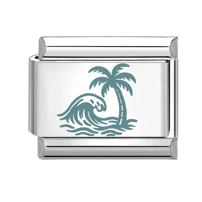 Cartoon Cute Blue Fishs Dolphin Laser Engraving Italian Charm Links Stainless Steel Fit 9mm Bracelet Men Women DIY Making Gifts Qme Style 5
