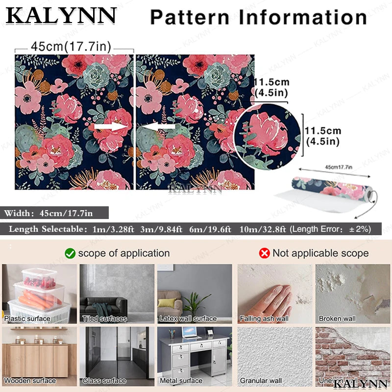 Floral Wall Stickers Self Adhesive Removable Wallpaper Vinyl Contact Qme