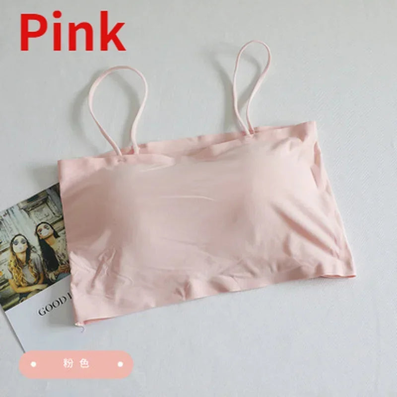 Comfortable Waist Beauty Back Wrap Chest Tube Top Girl No Steel Ring Camisole Bra Underwear New Female Simple Beauty Back Qme Pink One Size