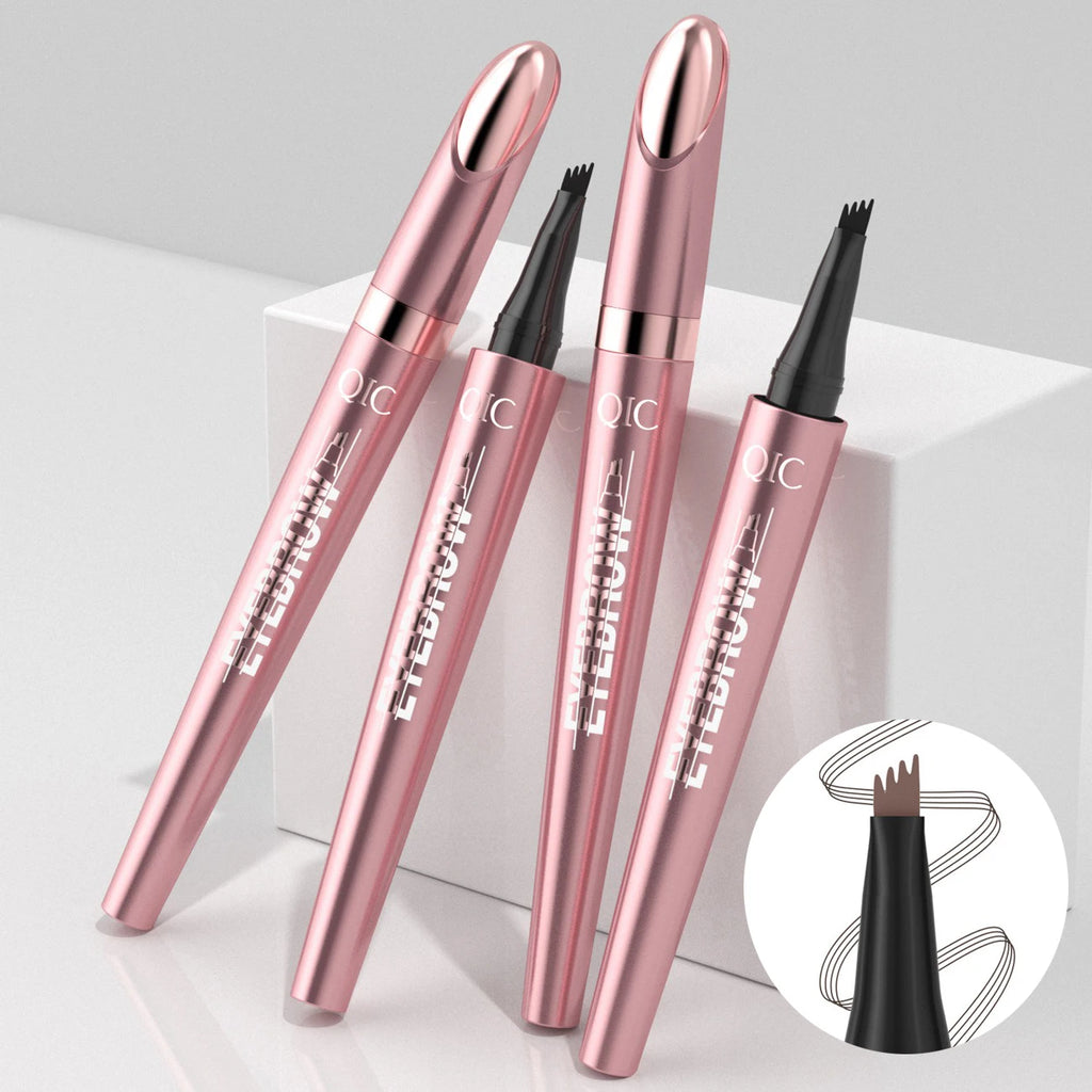 4 Point Liquid Eyebrow Pencil Waterproof Dark Brown Fork Tip Eyebrow Pencil Tattoo Fine Sketch Liquid Eyebrow Pen Makeup Tool Qme