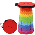 Outdoor Portable Rainbow Fold Expandable Lightweight Plastic Stool Travel Queue Camping Fish Home Saving Space Telescopic Stool Qme RBG-RED