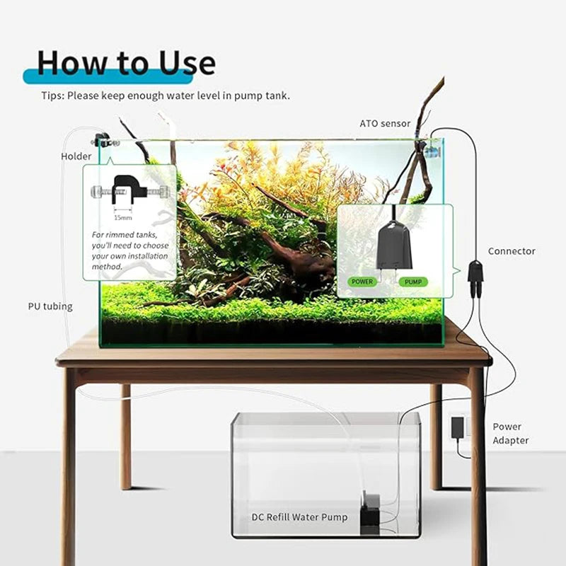 Fzone Aquarium ATO380 Auto Top Off Refilling System Fish Tanks Automatic Micro Water Pump Accessories Equipment 12v Goods Qme