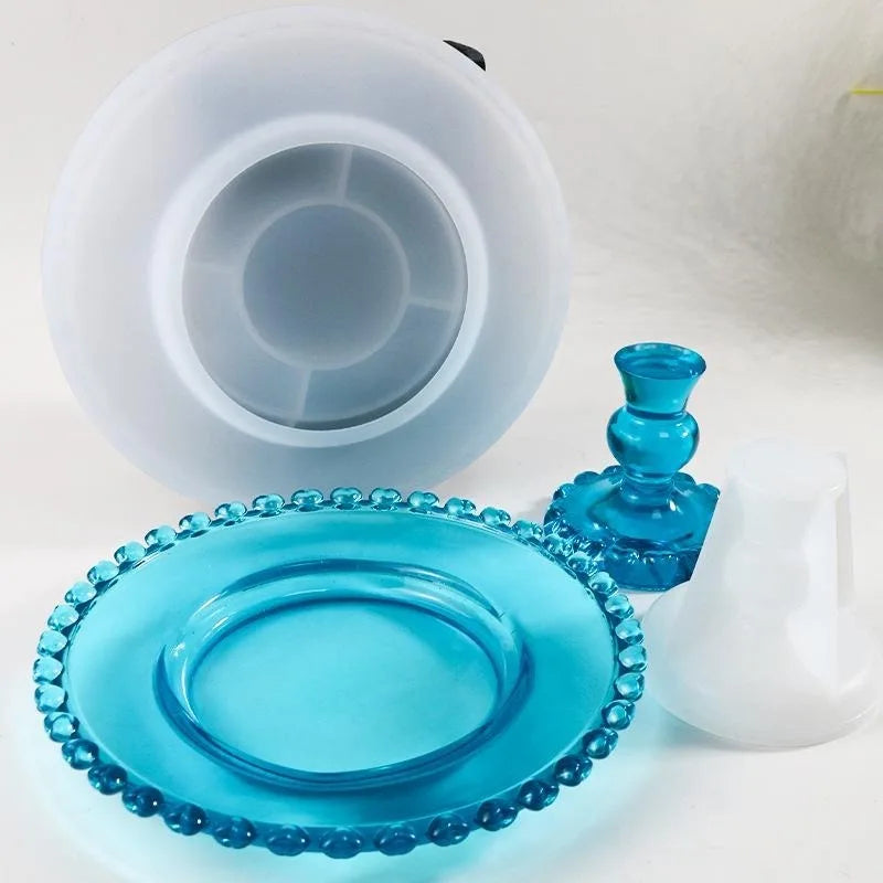 DIY Handmade Fruit Tray Plate Silicone Mold Round Disc Holder Base Home Decoration Storage Tray Silicone Mold Resin Making Mould Qme