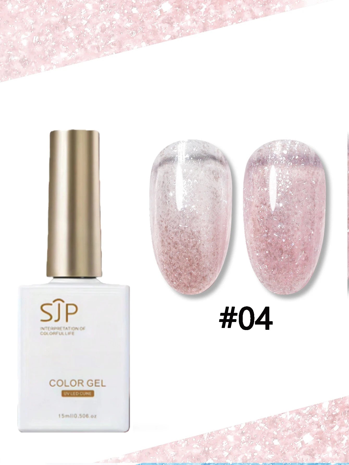 Colored Snowflake Opal Glitter Nail Polish Gel UV Suitable French Qme 04