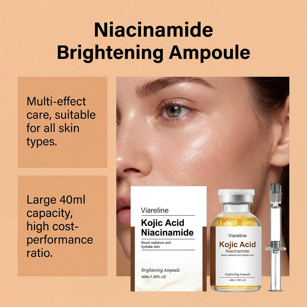 Niacinamide Brightening Ampoule Serum Face Hydrating Even Tone Nourishing Brightening Essence Kojic Acid Dark Spot Corrector Qme