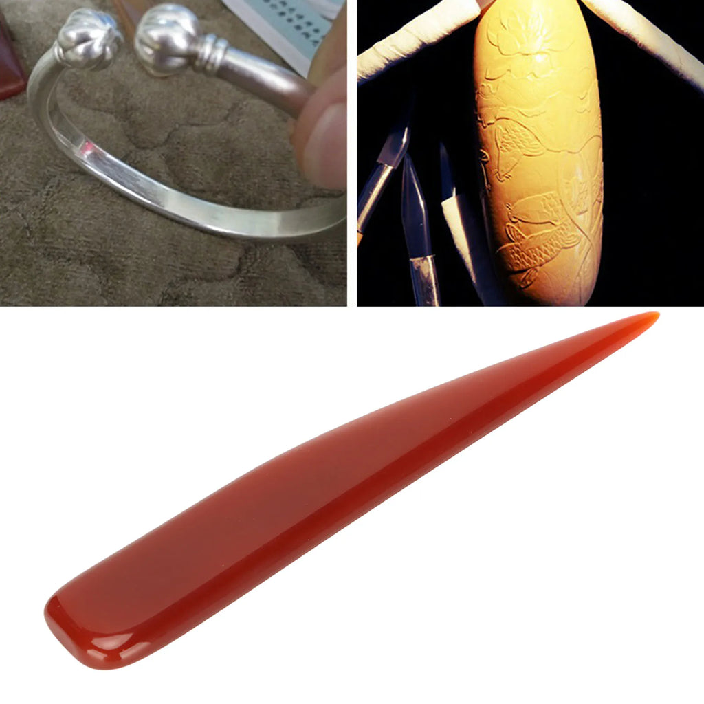 Agate Burnisher Knife Jewelry Polishing Burnishing Tool for Gold Silver and Copper 10cm Length Agate Polishing Knife Qme