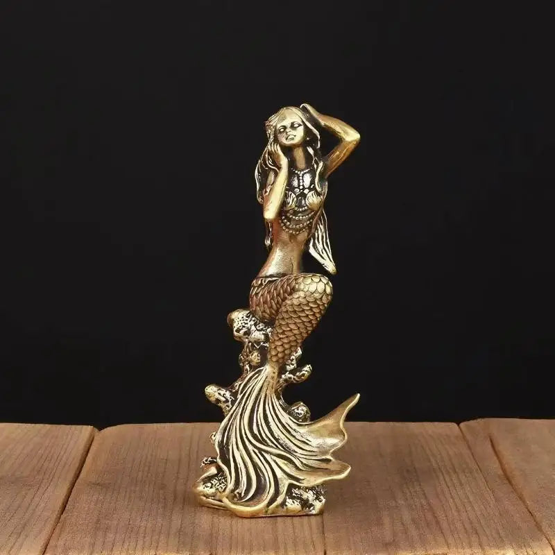Home Decoration Girls' Rooms Surprise Mini Brass Mermaid Figurine Qme