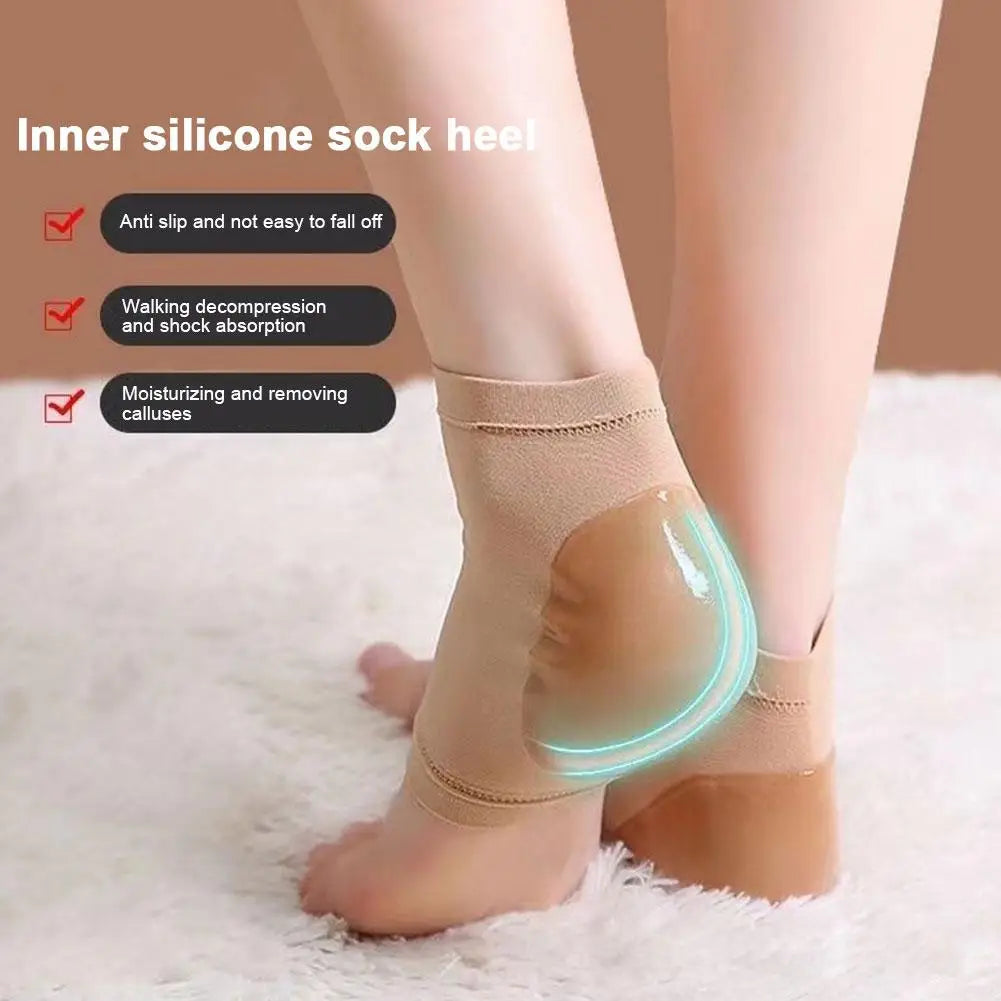 2PCS Gel Moisturizing Heel Socks Spa Sock For Foot Care Gel Heel Socks For Dry Cracked Dry Feet Skin Gel Heel Repair Socks Tools Qme
