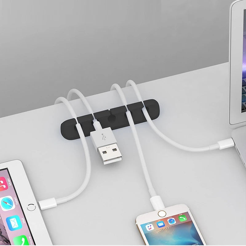 Cable Organizer Management Wire Holder Flexible USB Winder Tidy Qme