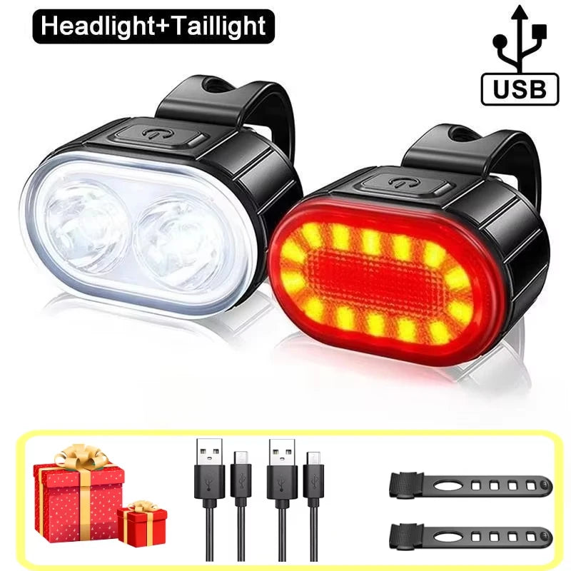 Cycling Bicycle Front Rear Light /Set Bike Defense Flashlight Stick MTB Waterproof Taillight LED Lantern Bicycle Accessories Qme 2PCS-Set
