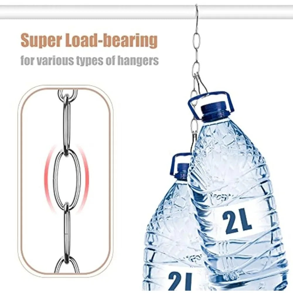Multi Layers Metal Clothes Hanger Chain Space Saving Closet Organizer Heavy Duty Garment Storage Hook Chain Wardrobe Storage Qme