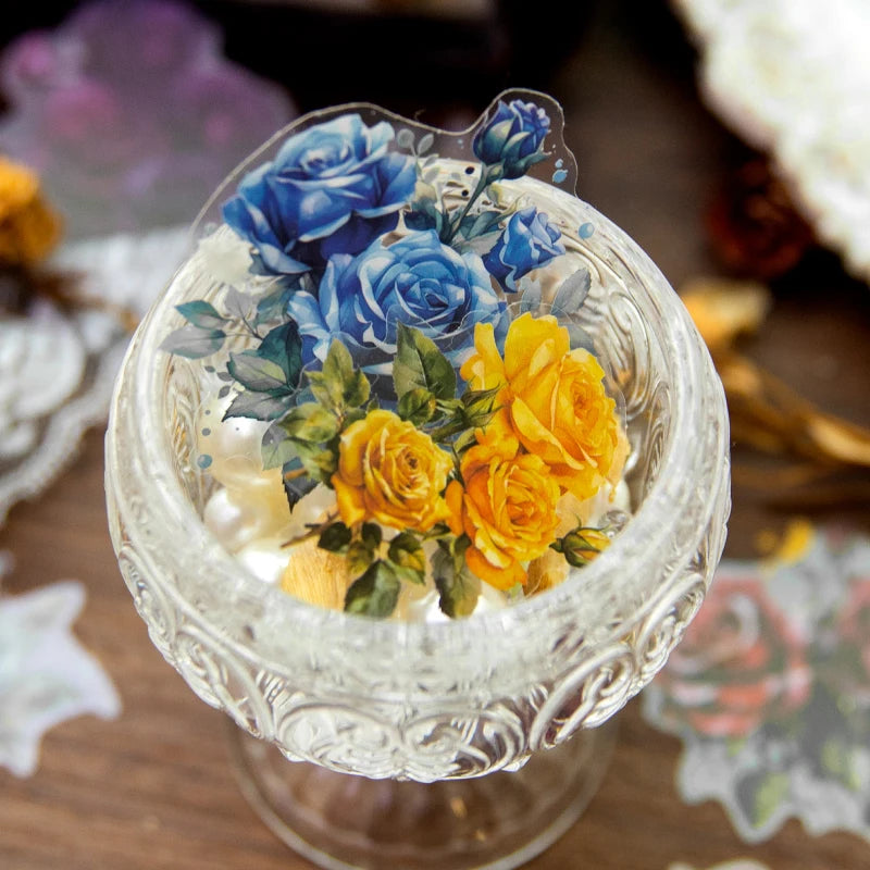 30 pcs Large size roses Stickers aesthetic Diy Stickers Aesthetic Scrapbooking Journal Deco Album Deco DIY Diary Stationery Qme