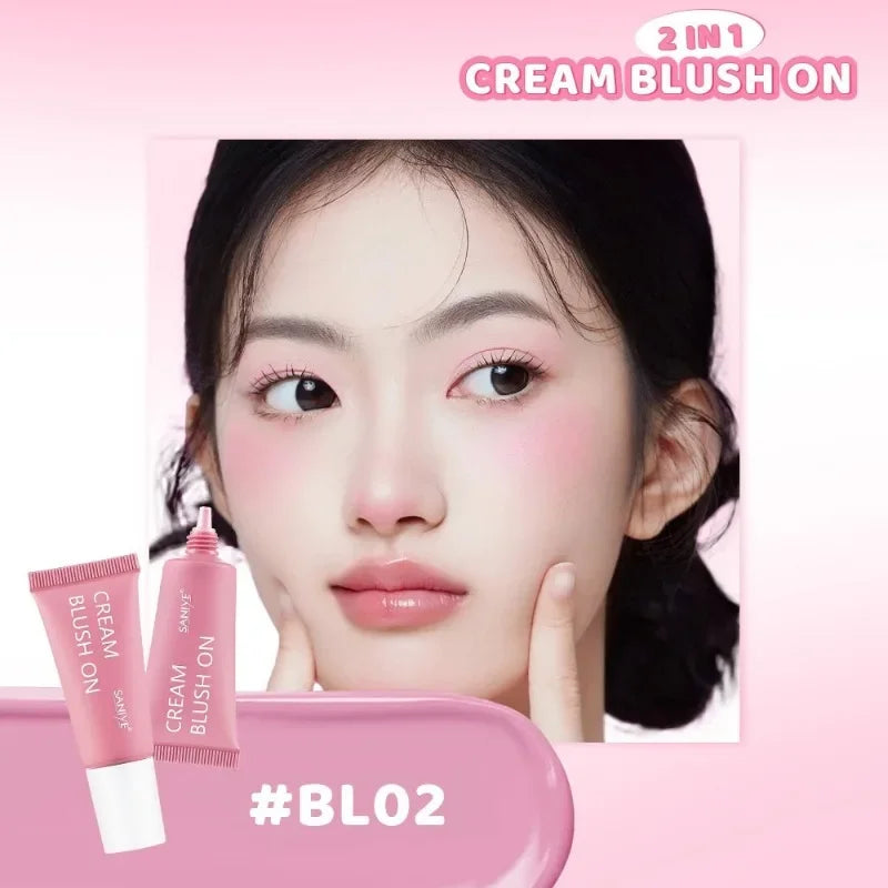 Blush Liquid Blusher Cheek Makeup Blush Matte Peach Pink Blusher Cosmetics Moisturizing Liquid Cream Stick Facial Shadow Beauty Qme 02