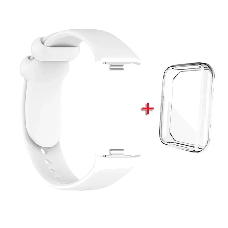 Strap+case for Xiaomi Mi Band 8 Pro Strap Smart Band Protective Case Silicone Wristband Bracelet for Miband 8Pro Qme White With Case Mi Band 8 Pro
