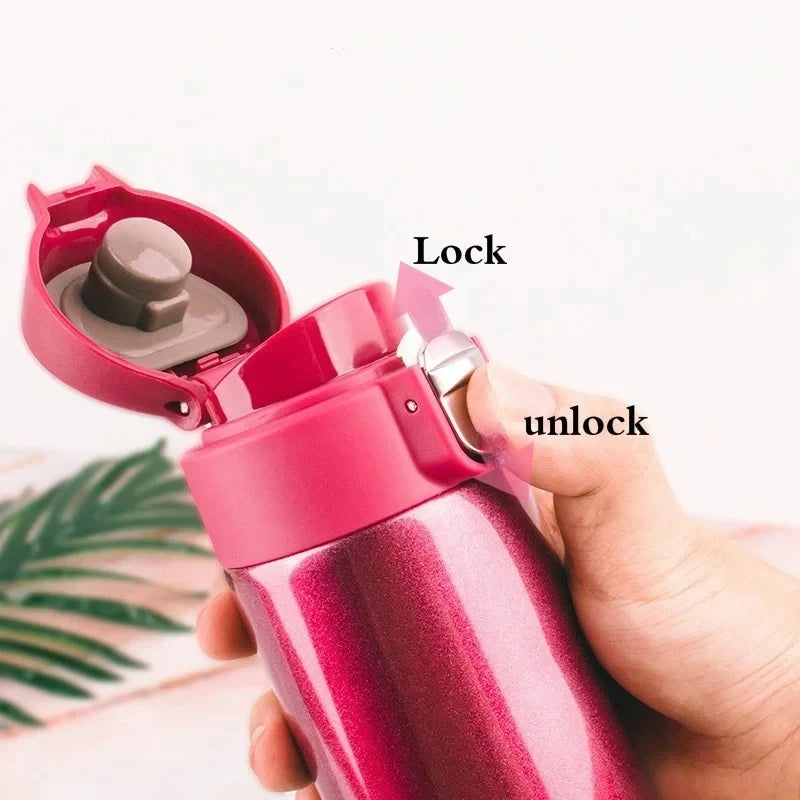 Stainless Steel Bouncing Cover Vacuum Flask Thermos Cup Coffee Tea Qme
