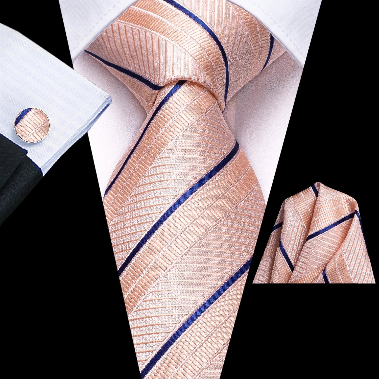 Hi-tie Mens Tie Pink Floral Stripes Solid Paisley Necktie Pocket Qme LDSN3424