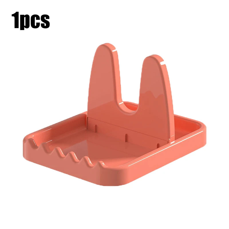 Foldable Pot Holder Plastic Spoon Holder Vertical Kitchen Storage Rack Suitable For Ladle Forks And Lid Rack Storage Rack Qme pink-1pcs