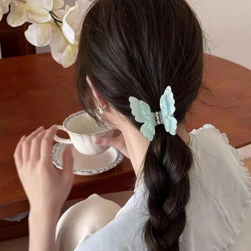 Fairy Butterfly Hair Claw French Retro Acetate Crab Clip Summer Sweet Qme