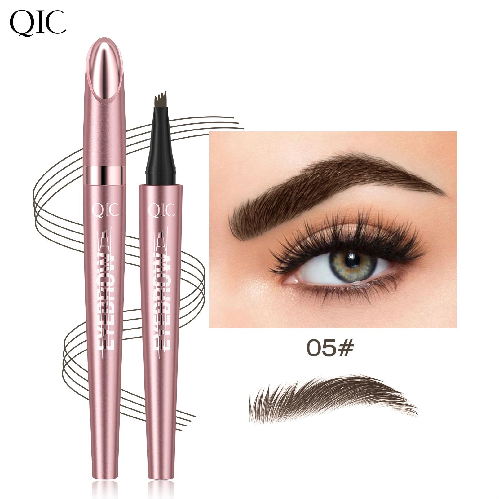 Four Claw Liquid Eyebrow Pen Waterproof Sweatproof Long Lasting 3D Wild Brow Microblading Makeup for Beginners Qme Q708-5