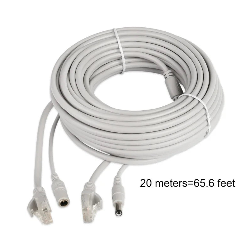 ESCAM 30m/20m/15m/10m/5m RJ45 + DC 12V Power Lan Cable Cord Network Cables for CCTV Network IP Camera Qme
