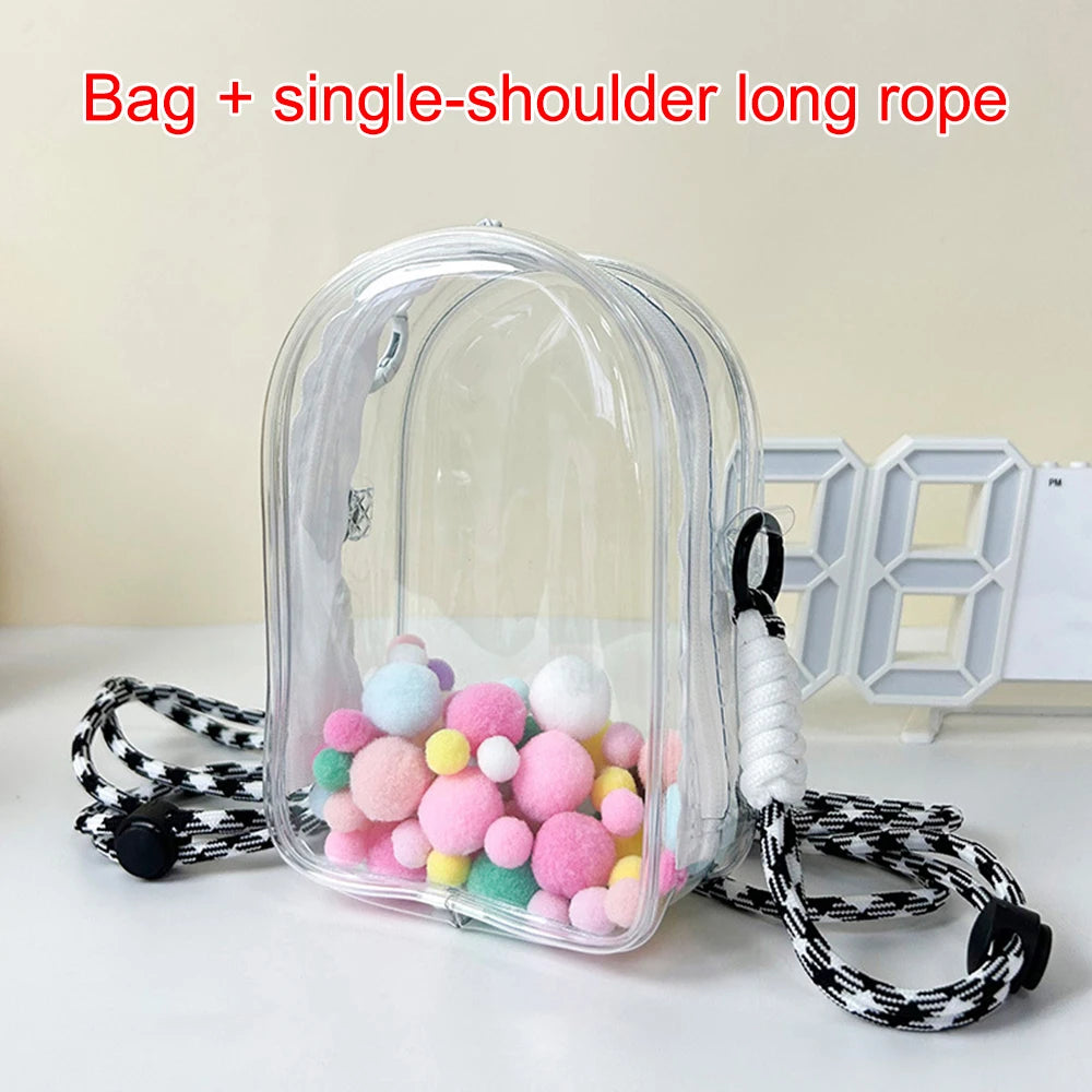 Labubu Protect Case Labubu Sitting Party 15cm Cotton Doll Shoulder Pain Bag PVC Storage Bag Labubu Walk Bag Dustproof Qme WHITE