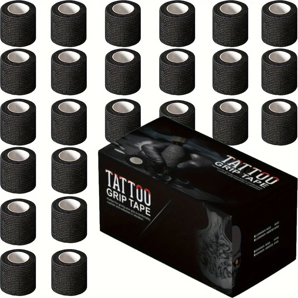2/4/6PCS Tattoo Grip Cover Wrap Disposable Black Bandage For Tattoo Grip Bandage Machine Tape Tube Accessories Qme