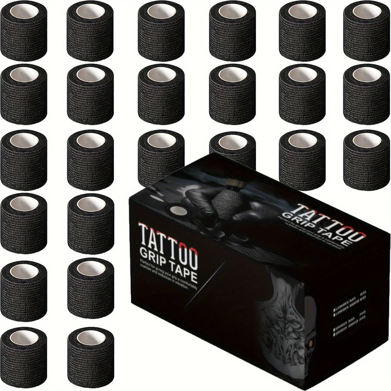 2/4/6PCS Tattoo Grip Cover Wrap Disposable Black Bandage For Tattoo Grip Bandage Machine Tape Tube Accessories Qme