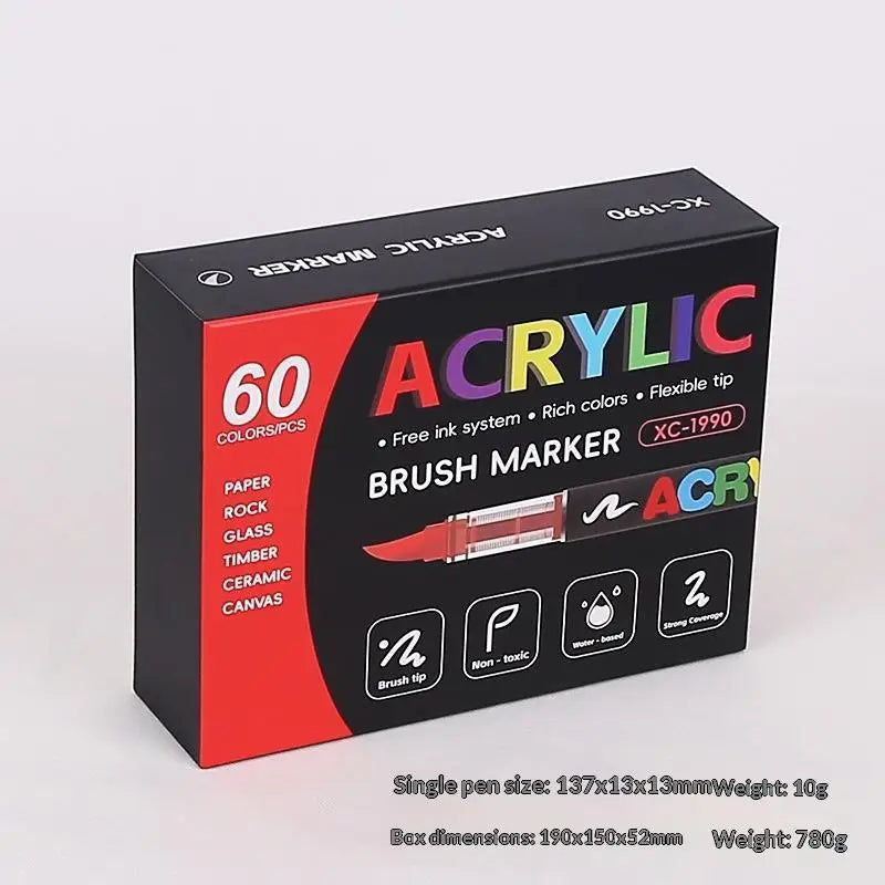 Acrylic Brush Markers Non Toxic Rich Colors Drawing Crafting Paper Qme H