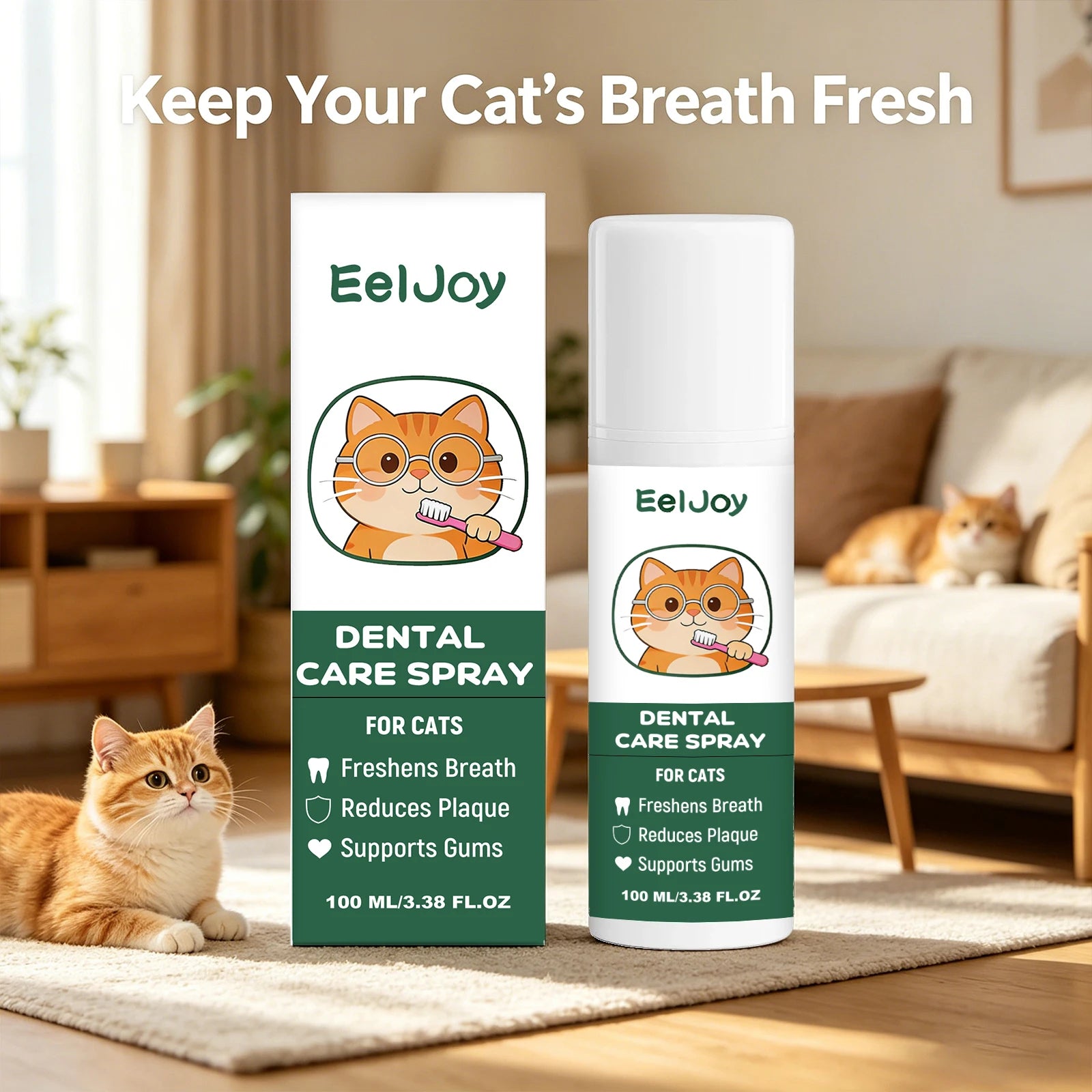 Cat Dental Care Spray Removing Dental Plaque Freshing Breath Reducing Bacterial Growth Support Gum Healthy Pet Oral Care Spray Qme