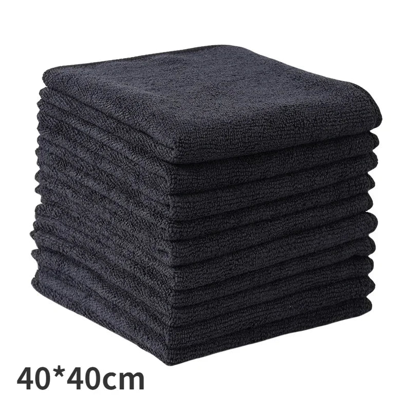 Black Thicken Microfiber Car Cleaning Towels Soft Quick Drying Windows Mirrors Wiping Rags Home Double Layer Clean Cloths Qme Black 40cm 5PC