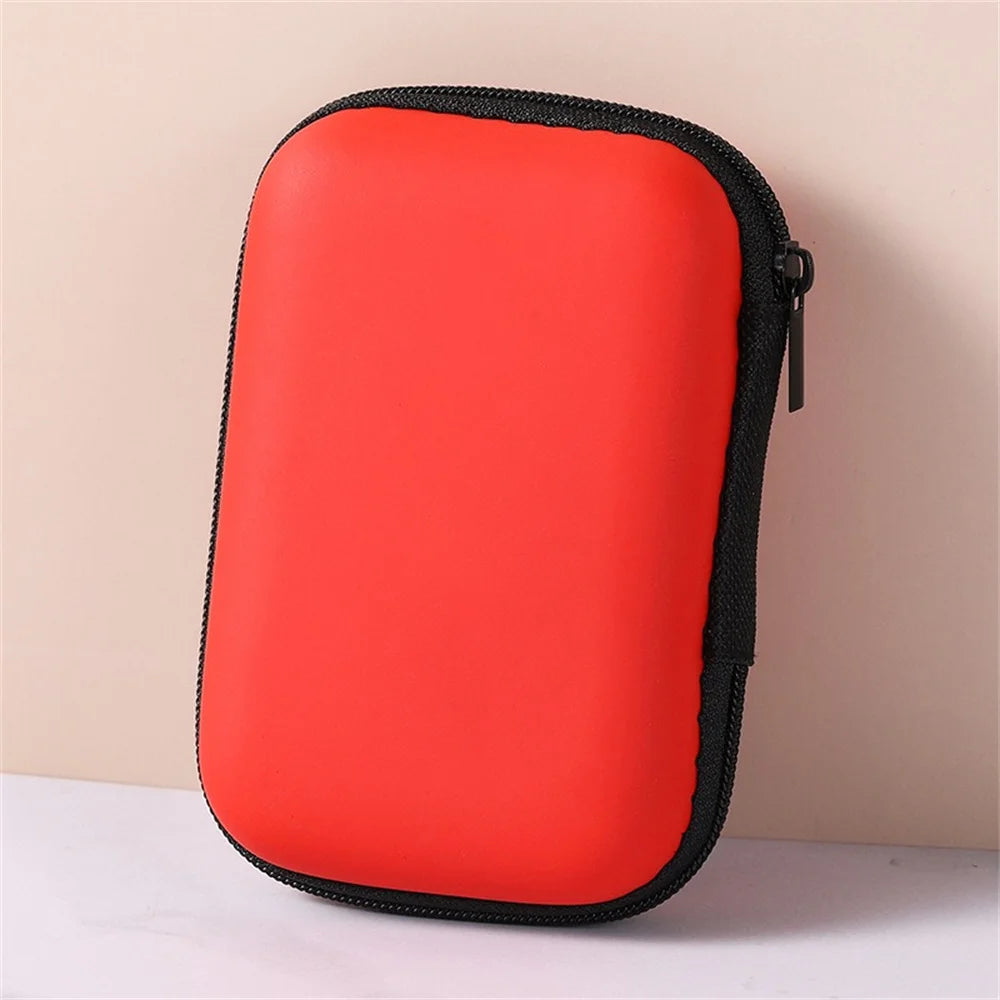 Headphone Storage Bag Mobile Phone Charger Data Cable Protection Bag Data Cable Usb Flash Drive Travel Portable Eva Zipper Bag Qme Red
