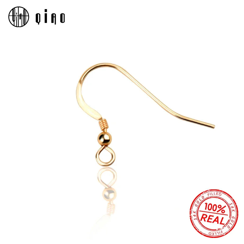 A pair 22MM 14K gold filled Ear Wires Hooks 14K gold Clasps with beads For Earrings DIY Jewelry Findings Components Accessories Qme Default Title